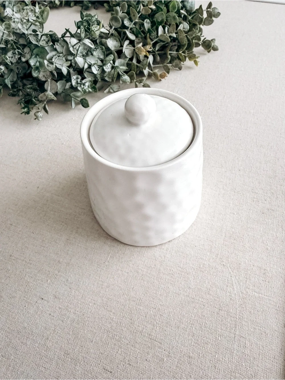 Market Square White Ceramic Honey Pot | Lidded Canister